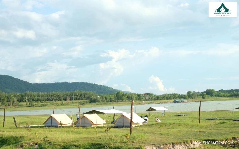 Đồng Sến Farmstays là địa điểm glamping ở hồ Dầu Tiếng phù hợp cho kỳ nghỉ gia đình với lều tiện nghi, phòng máy lạnh và các hoạt động nông trại
