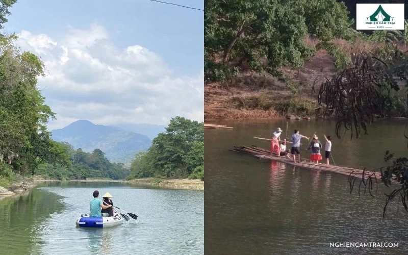 Review TaGu Glamping Phước Bình với trải nghiệm nghỉ dưỡng giữa núi rừng 8 Chèo bè tre lồ ô và thuyền phao tại TaGu Glamping